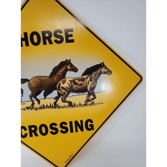 Horse Crossing Sign Yellow Caution Crosswalks Atlas Screen Printing 12" x 12" - Picture 4 of 10